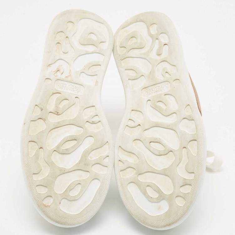 Pre Owned Alexander McQueen White/Gold Leather Oversized Sneakers Size 38.5