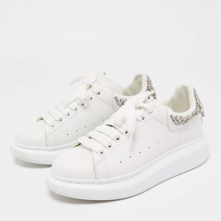 Crystal-embellished Oversized Sneaker in White/Crystal | Alexander McQueen  NL