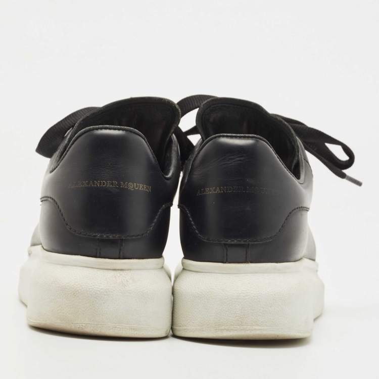 Pre Owned Alexander McQueen Black Leather Oversized  Sneakers Size 35.5