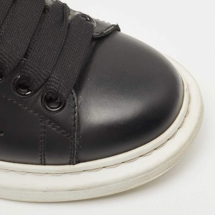 Pre Owned Alexander McQueen Black Leather Oversized  Sneakers Size 35.5
