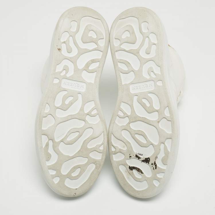 Pre Owned Alexander McQueen White Leather High Top Sneakers Size 36.5