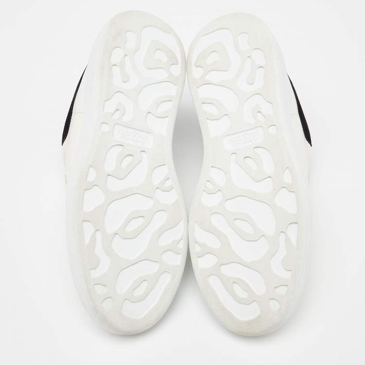 Pre Owned Alexander McQueen White/Black Leather and Suede Oversized Low Top Sneakers Size 36