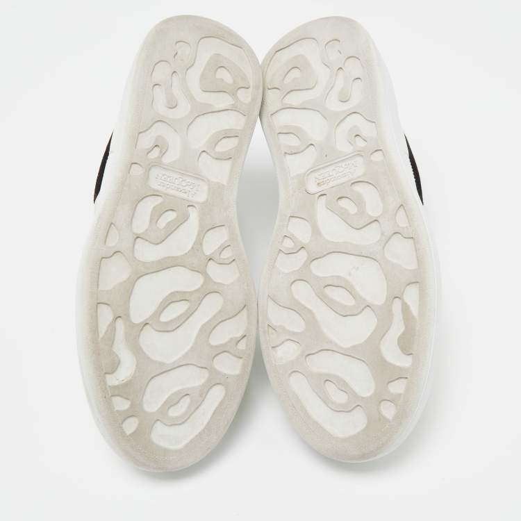 Pre Owned Alexander McQueen White/Black Suede and Leather Oversized Sneakers Size 37.5