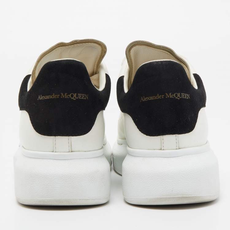 Pre Owned Alexander McQueen White/Black Suede and Leather Oversized Sneakers Size 37.5