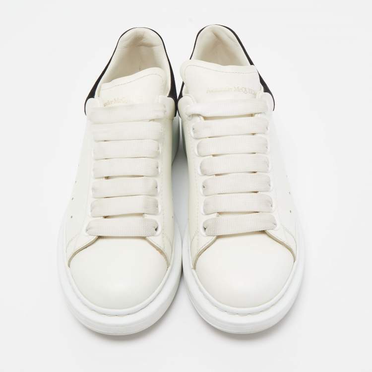 Pre Owned Alexander McQueen White/Black Suede and Leather Oversized Sneakers Size 37.5
