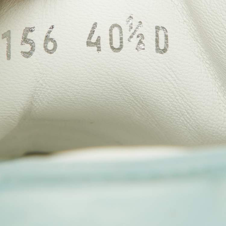 Pre Owned Alexander McQueen White/Blue Leather and Rubber Oversized Sneakers Size 40.5