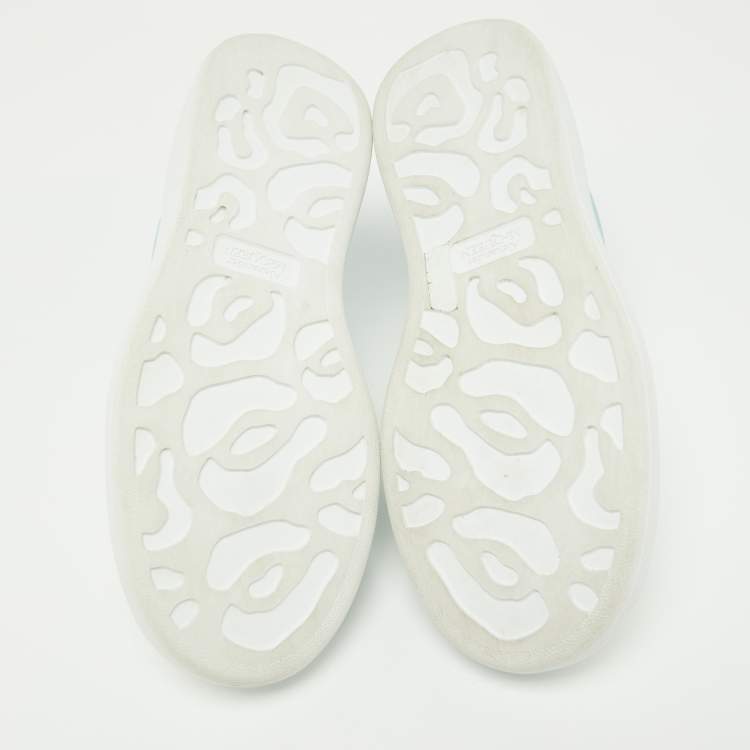 Pre Owned Alexander McQueen White/Blue Leather and Rubber Oversized Sneakers Size 40.5