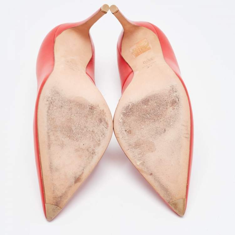 Pre Owned Alexander McQueen Red Leather Pointed Toe Pumps Size 38