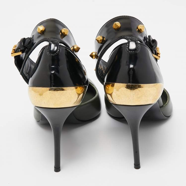 Pre Owned Alexander McQueen Green Leather Ankle Strap Pumps Size 37.5