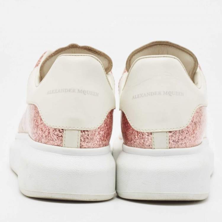 Pre Owned Alexander McQueen Metallic PVC and Leather Oversized Low Top Sneakers Size 38.5