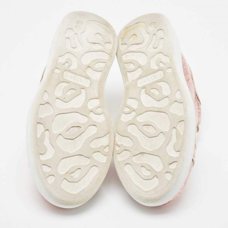 Pre Owned Alexander McQueen Metallic PVC and Leather Oversized Low Top Sneakers Size 38.5