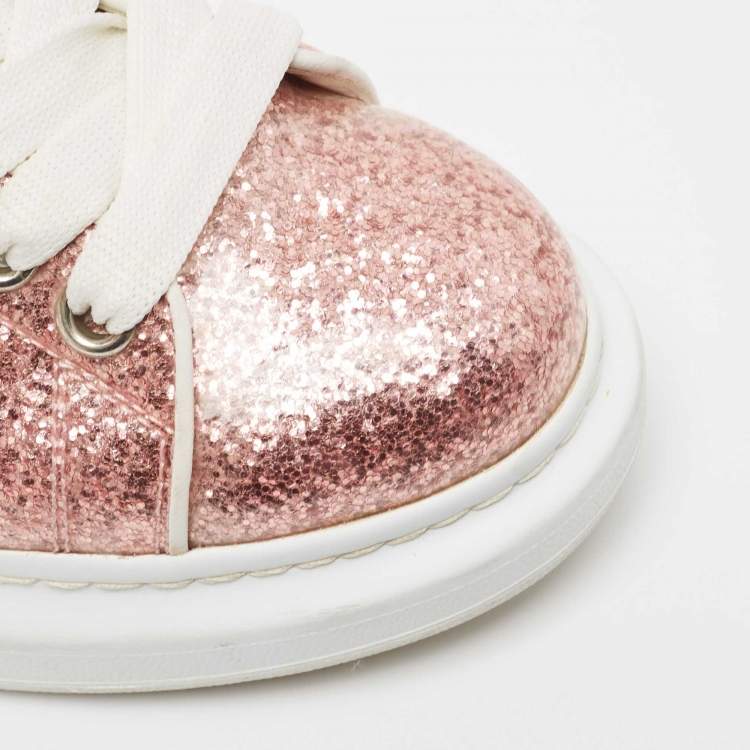 Pre Owned Alexander McQueen Metallic PVC and Leather Oversized Low Top Sneakers Size 38.5
