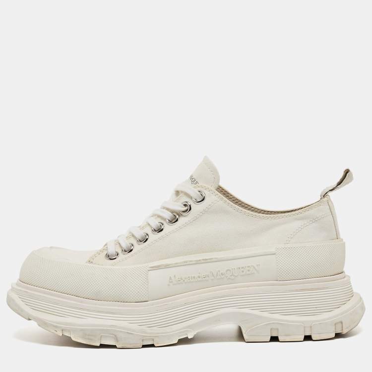スニーカー Tread Slick Sneakers in White Fabric Men's Luxury Sneakers - Alexander McQueen Tread Slick White