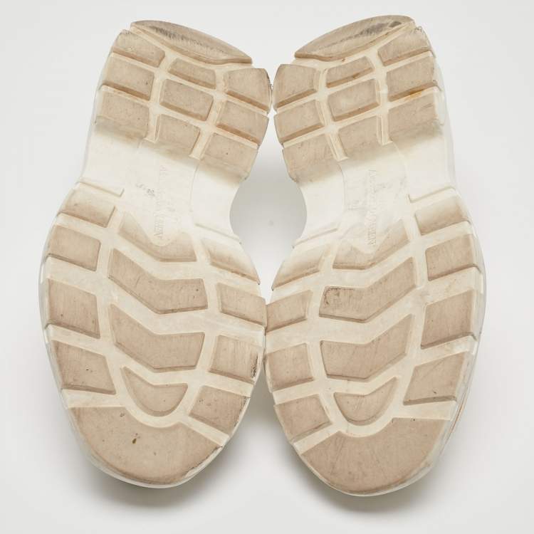 Pre Owned Alexander Mcqueen White Canvas and Rubber Tread Slick Sneakers Size 38.5 