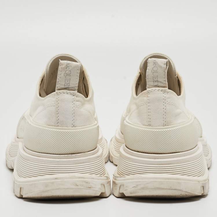 Pre Owned Alexander Mcqueen White Canvas and Rubber Tread Slick Sneakers Size 38.5 