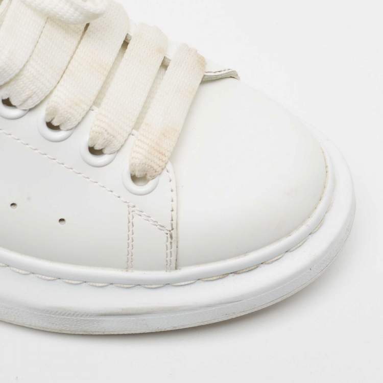 Pre Owned Alexander McQueen White/Grey Leather Oversized Sneakers Size 37