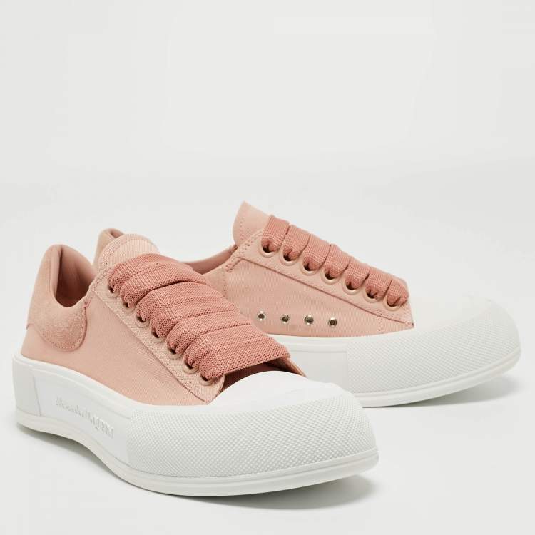 Pre Owned Alexander McQueen Old Rose/white Plimsoll Platform Sneaker Size 39