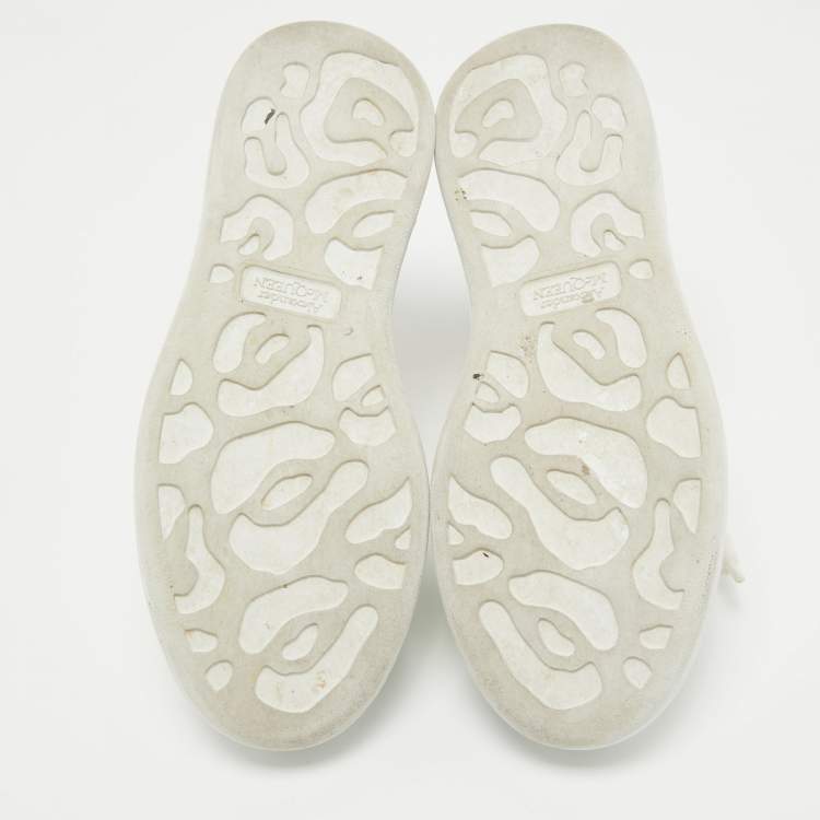 Pre Owned Alexander McQueen White/Gold Leather Oversized Sneakers Size 36