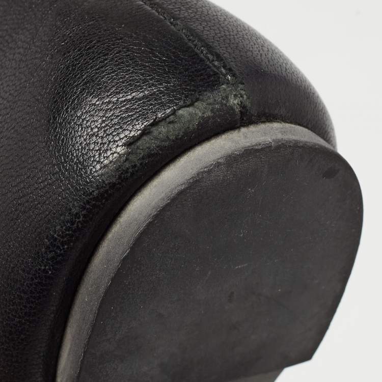 Pre Owned Alexander McQueen Black Leather Skull Ballet Flats Size 37