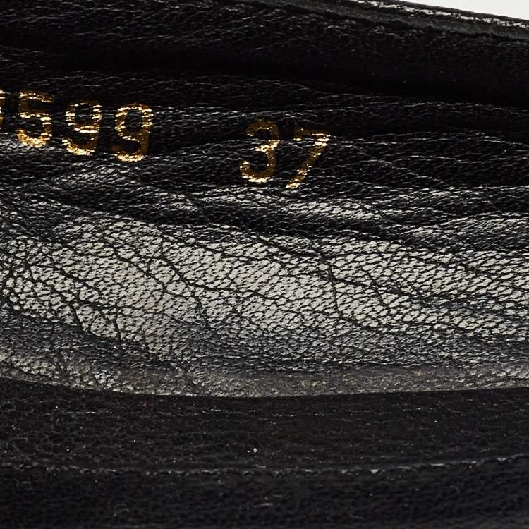 Pre Owned Alexander McQueen Black Leather Skull Ballet Flats Size 37
