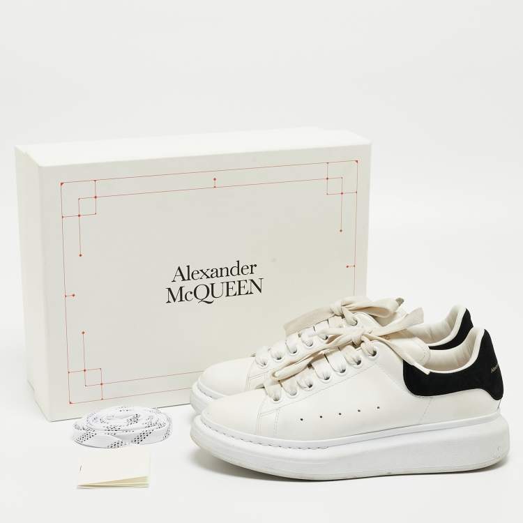Pre Owned Alexander McQueen White/Black Leather Oversized Sneakers Size 38