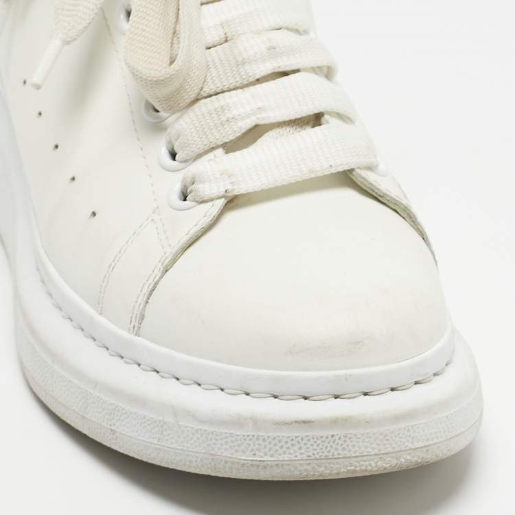 Pre Owned Alexander McQueen White/Black Leather Oversized Sneakers Size 38