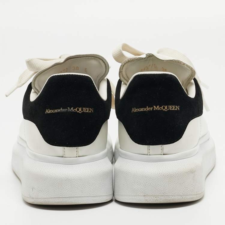 Pre Owned Alexander McQueen White/Black Leather Oversized Sneakers Size 38