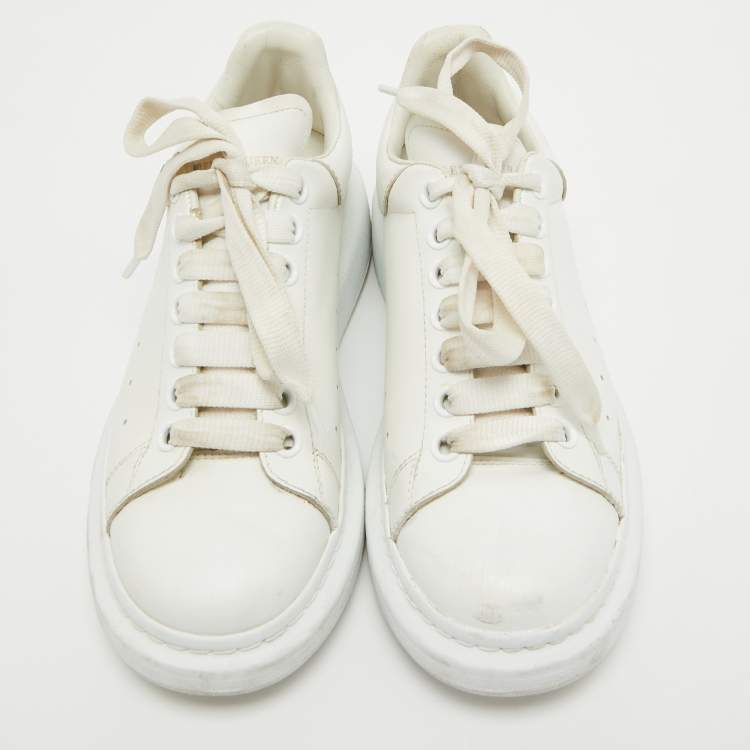 Pre Owned Alexander McQueen White Leather Oversized Sneakers Size 39