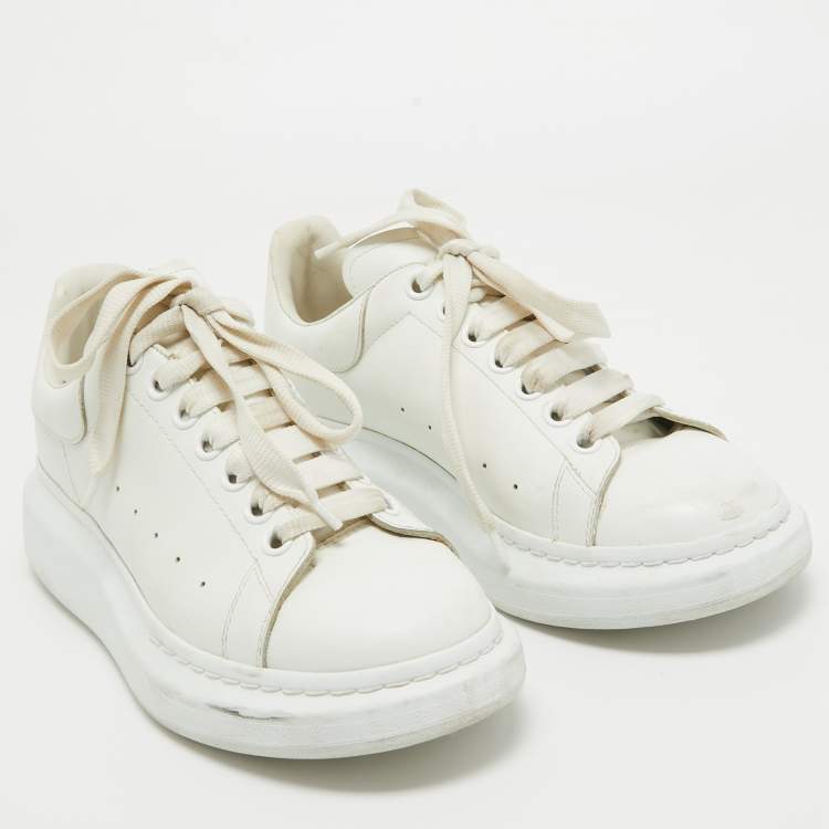Pre Owned Alexander McQueen White Leather Oversized Sneakers Size 39