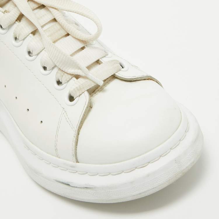 Pre Owned Alexander McQueen White Leather Oversized Sneakers Size 39