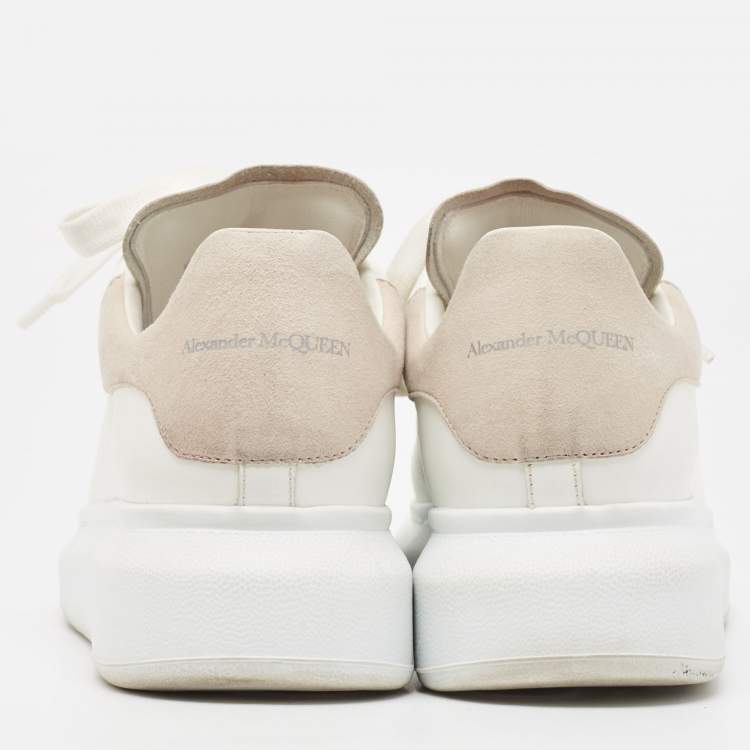 Pre Owned Alexander McQueen White Leather and Suede Larry  Sneakers Size 38.5