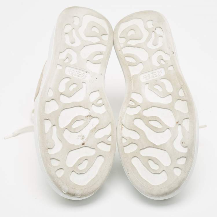 Pre Owned Alexander McQueen White Leather and Suede Larry  Sneakers Size 38.5
