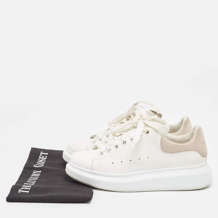 Pre Owned Alexander McQueen White Leather and Suede Larry  Sneakers Size 38.5
