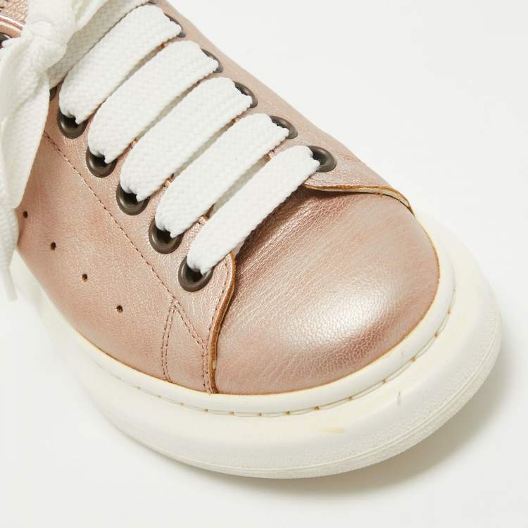 Pre Owned Alexander McQueen Pink Leather Oversized Sneakers Size 39