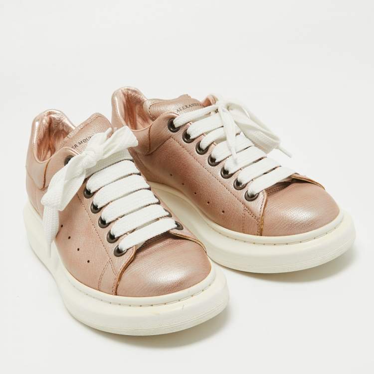 Pre Owned Alexander McQueen Pink Leather Oversized Sneakers Size 39