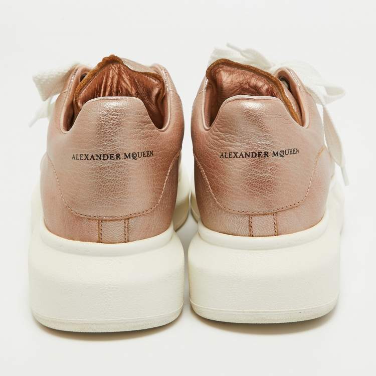 Pre Owned Alexander McQueen Pink Leather Oversized Sneakers Size 39