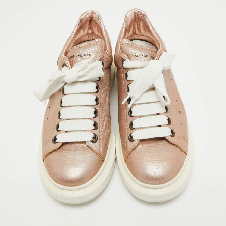 Pre Owned Alexander McQueen Pink Leather Oversized Sneakers Size 39