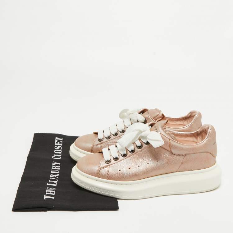 Pre Owned Alexander McQueen Pink Leather Oversized Sneakers Size 39