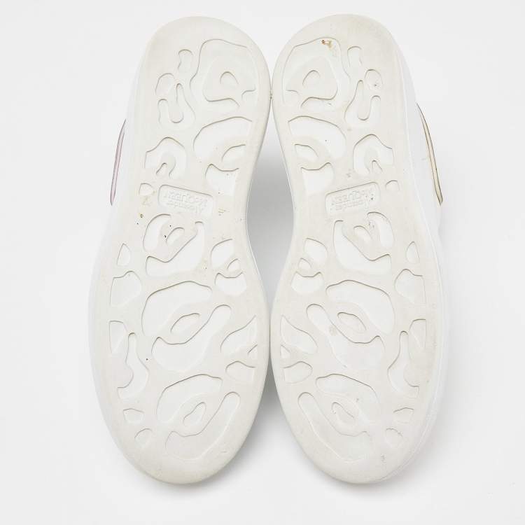 Pre Owned Alexander McQueen White Leather And Suede Oversized Sneakers Size 37.5