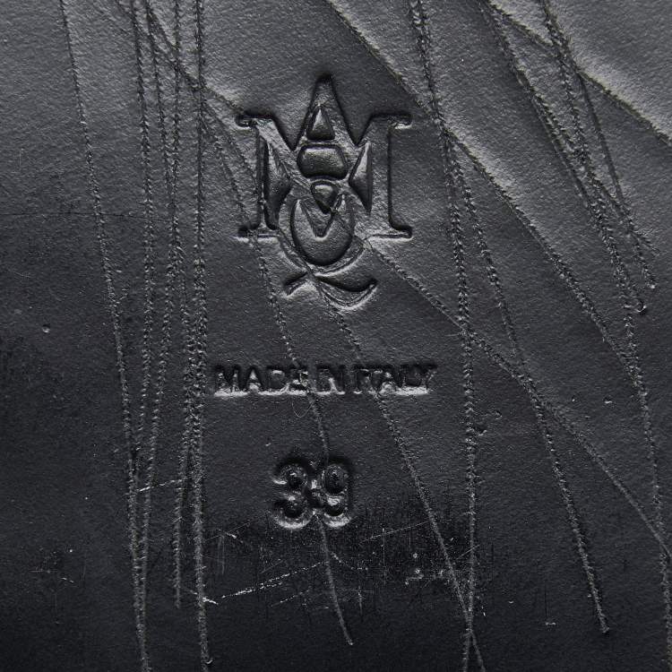 مملوكة مسبقًا Alexander McQueen Black Suede Zip Detail Wedge Boots Size 39
