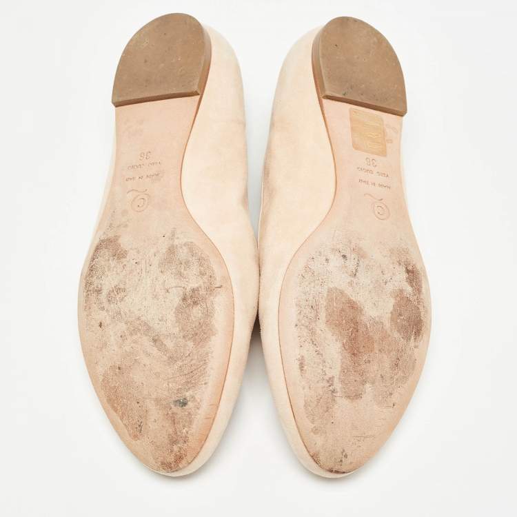 Pre Owned Alexander McQueen Peach Suede Skull Embroidered Smoking Slippers Size 36