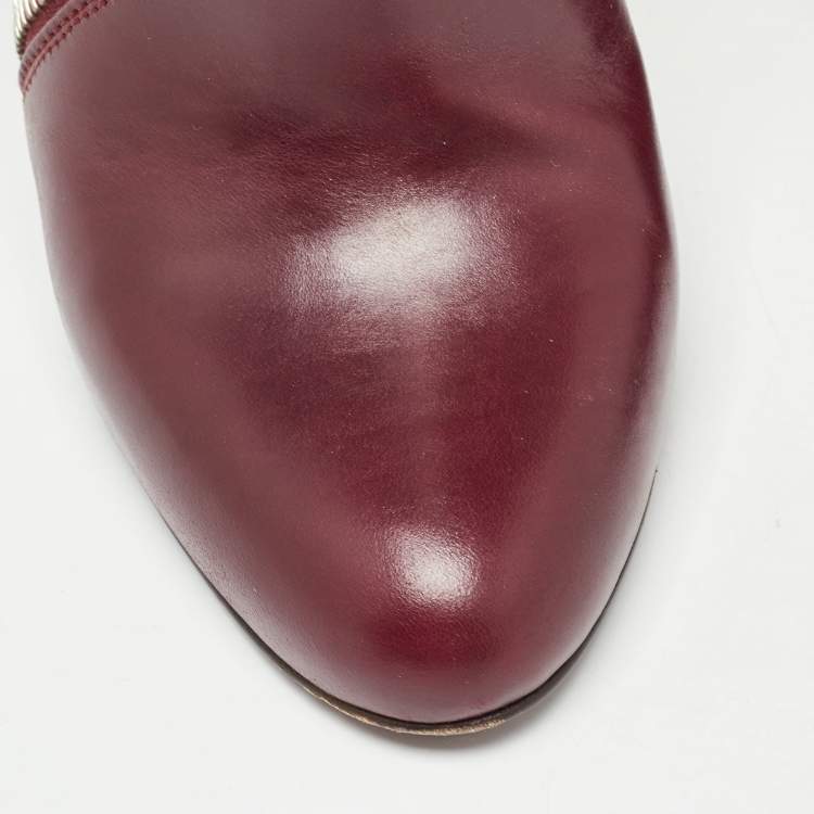 مملوكة مسبقًا Alexander McQueen Burgundy Leather Spiral Zip Detail Ankle Boots Size 39