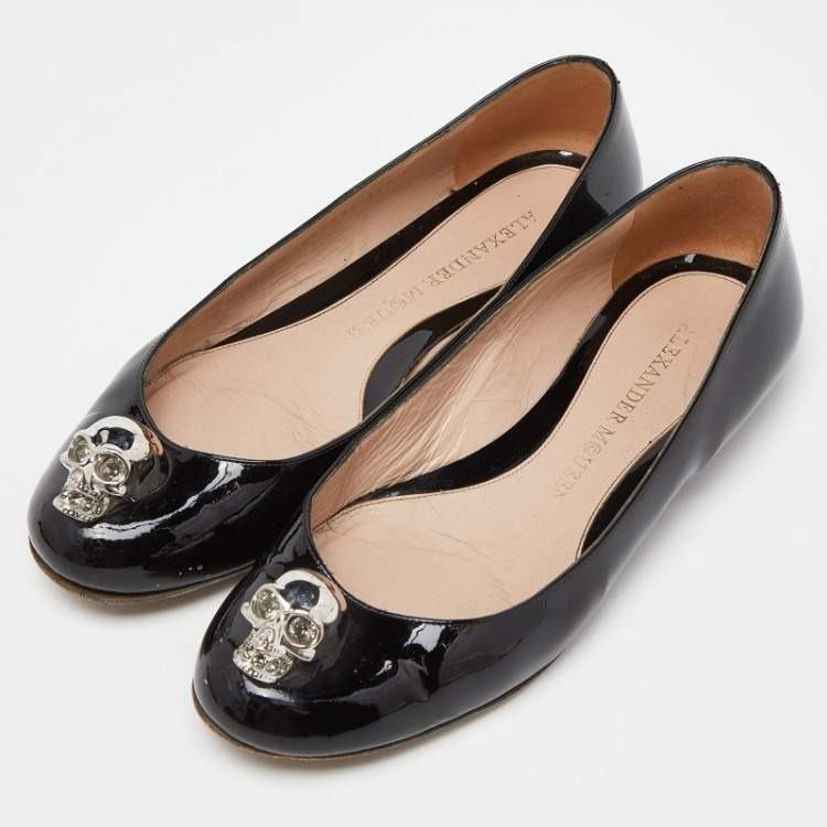 Alexander McQueen Black Patent Leather Skull City Ballet Flats Size 37.5 Alexander McQueen TLC