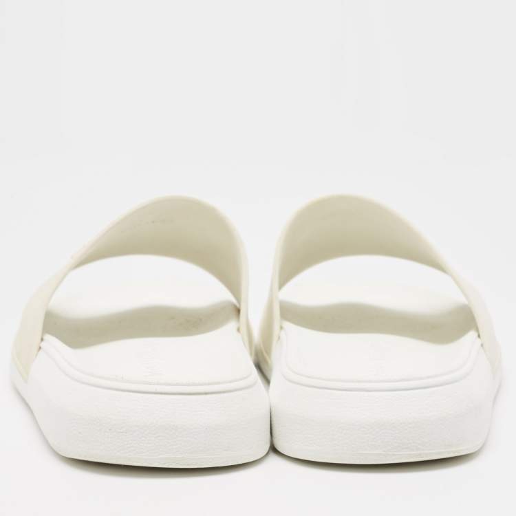 Pre Owned Alexander McQueen White Rubber Flat Slides Size 36