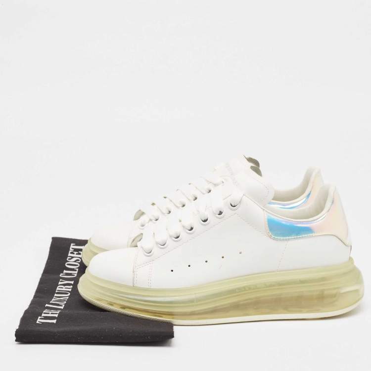 Pre Owned Alexander McQueen White/ Iridescent Leather Oversized Sneakers Size 39