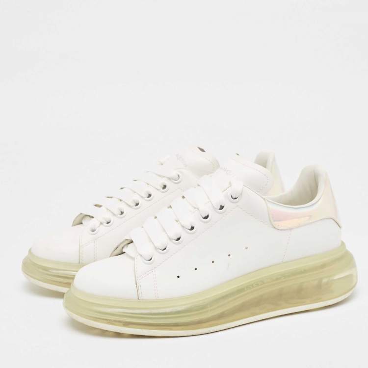 Pre Owned Alexander McQueen White/ Iridescent Leather Oversized Sneakers Size 39