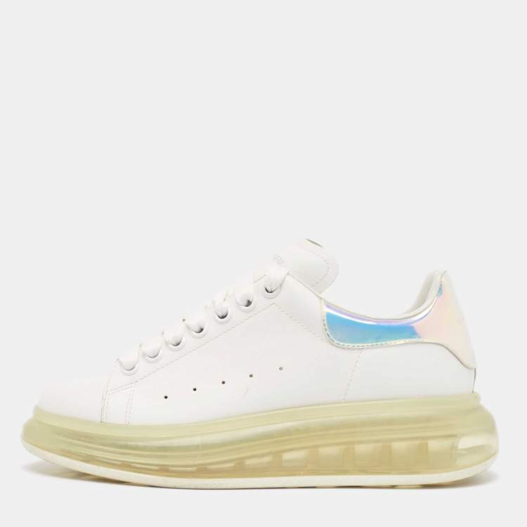 Pre Owned Alexander McQueen White/ Iridescent Leather Oversized Sneakers Size 39