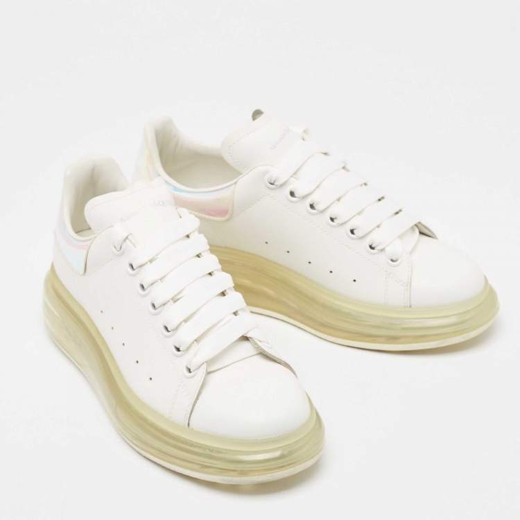 Pre Owned Alexander McQueen White/ Iridescent Leather Oversized Sneakers Size 39