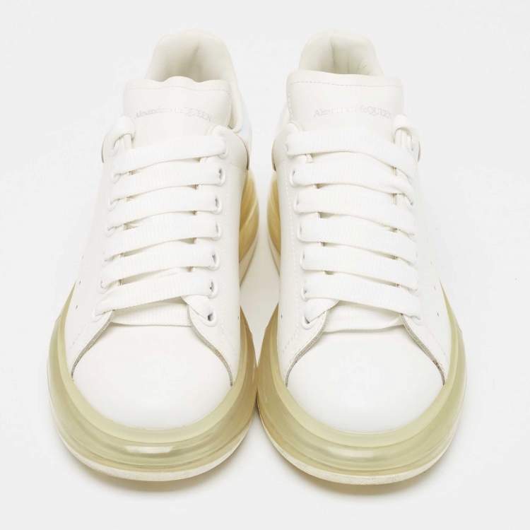 Pre Owned Alexander McQueen White/ Iridescent Leather Oversized Sneakers Size 39