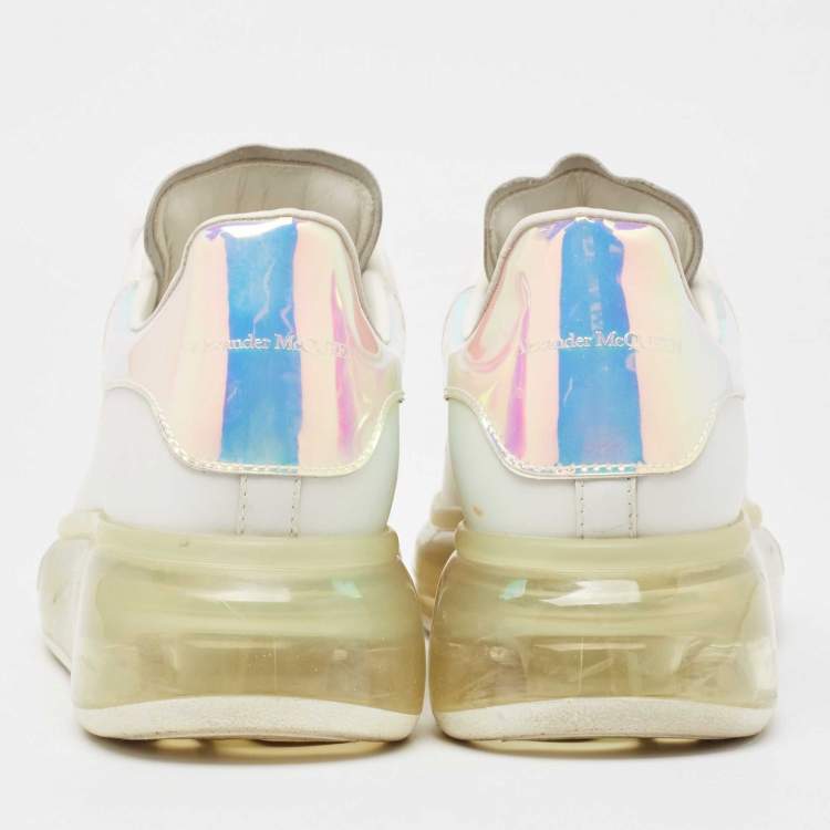 Pre Owned Alexander McQueen White/ Iridescent Leather Oversized Sneakers Size 39
